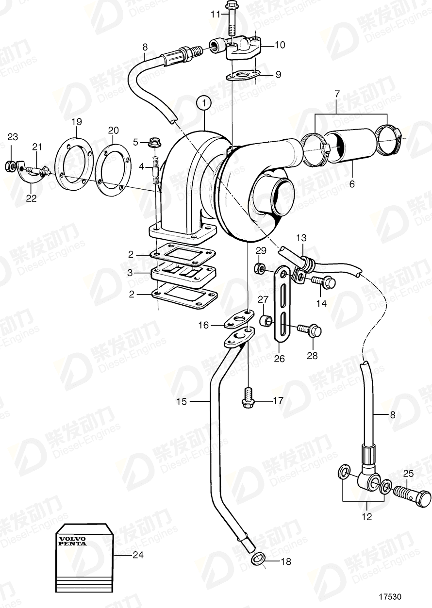 volvo penta Pressure hose 8192249 Drawing